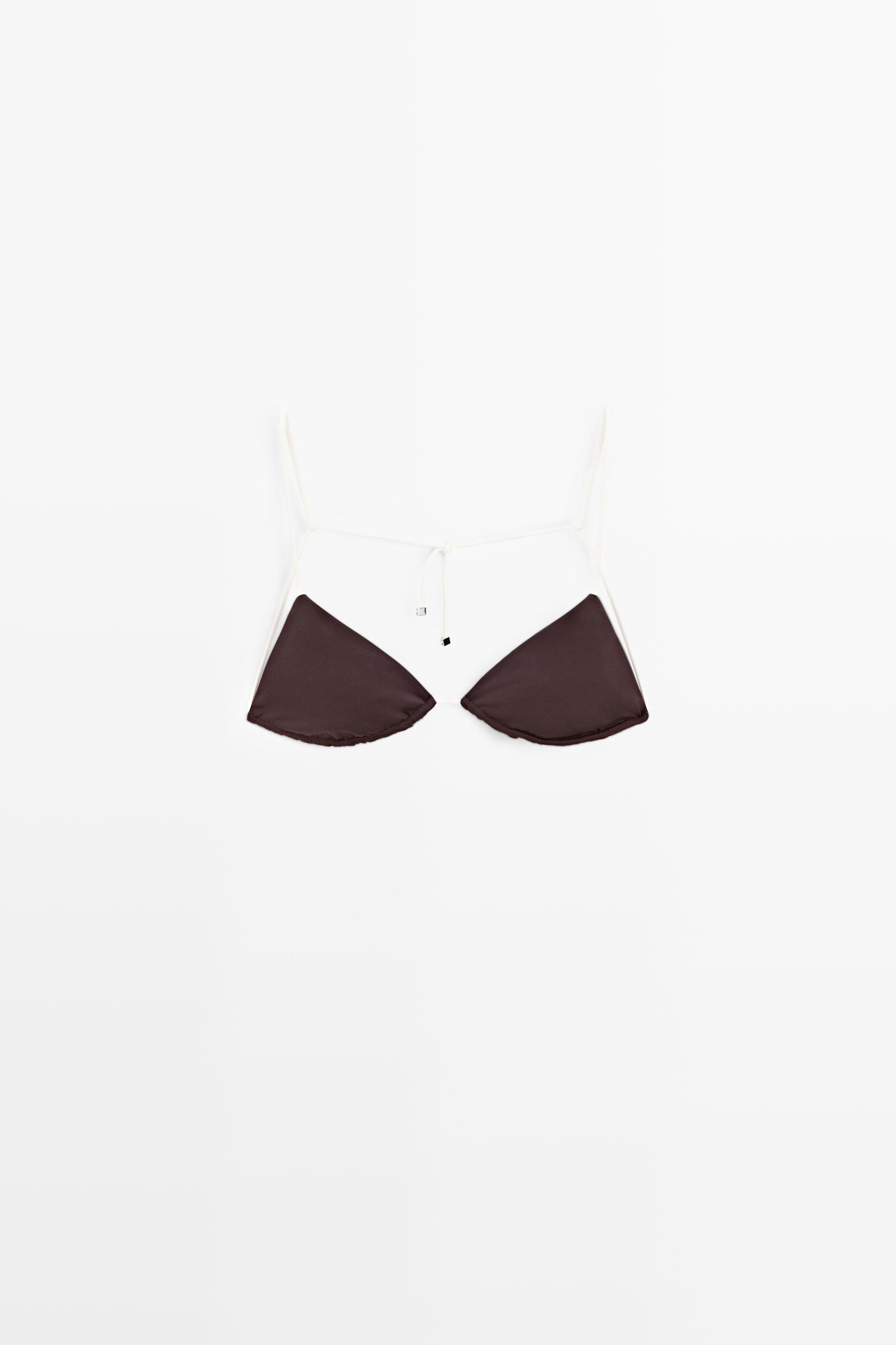 Haut de bikini triangle à lien contrastant